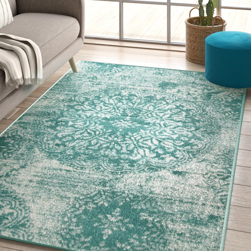 Mistana™ Brandt Damask Turquoise Area Rug & Reviews Wayfair